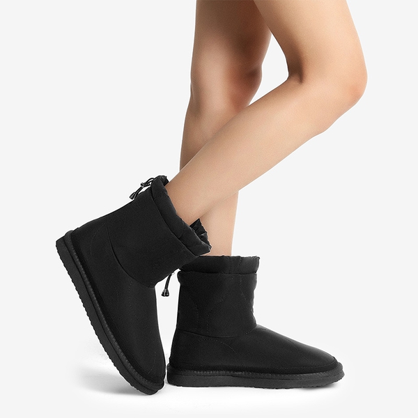 Faux Fur Lined Snow Boots - BLACK - 1